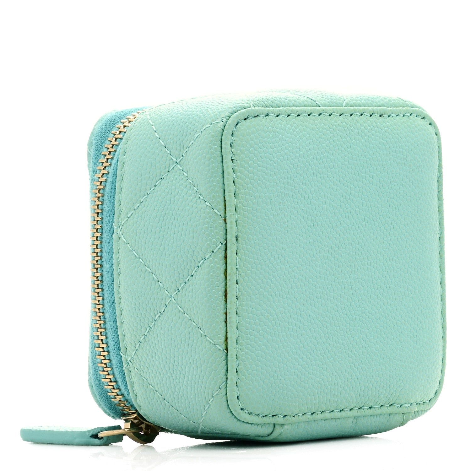 Chanel Caviar Quilted Jewelry Travel Case Blue 2 of 5