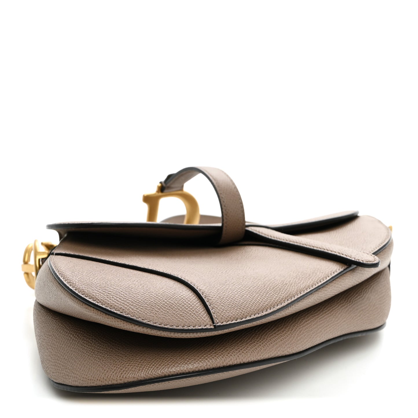 Grained Calfskin Saddle Bag Warm Taupe