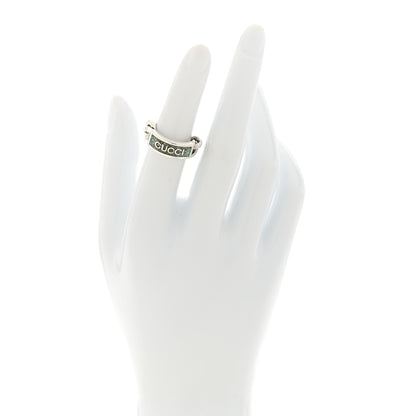 Gucci Sterling Silver Enamel Logo Chain Ring 49 4.75 Turquoise 2 of 4