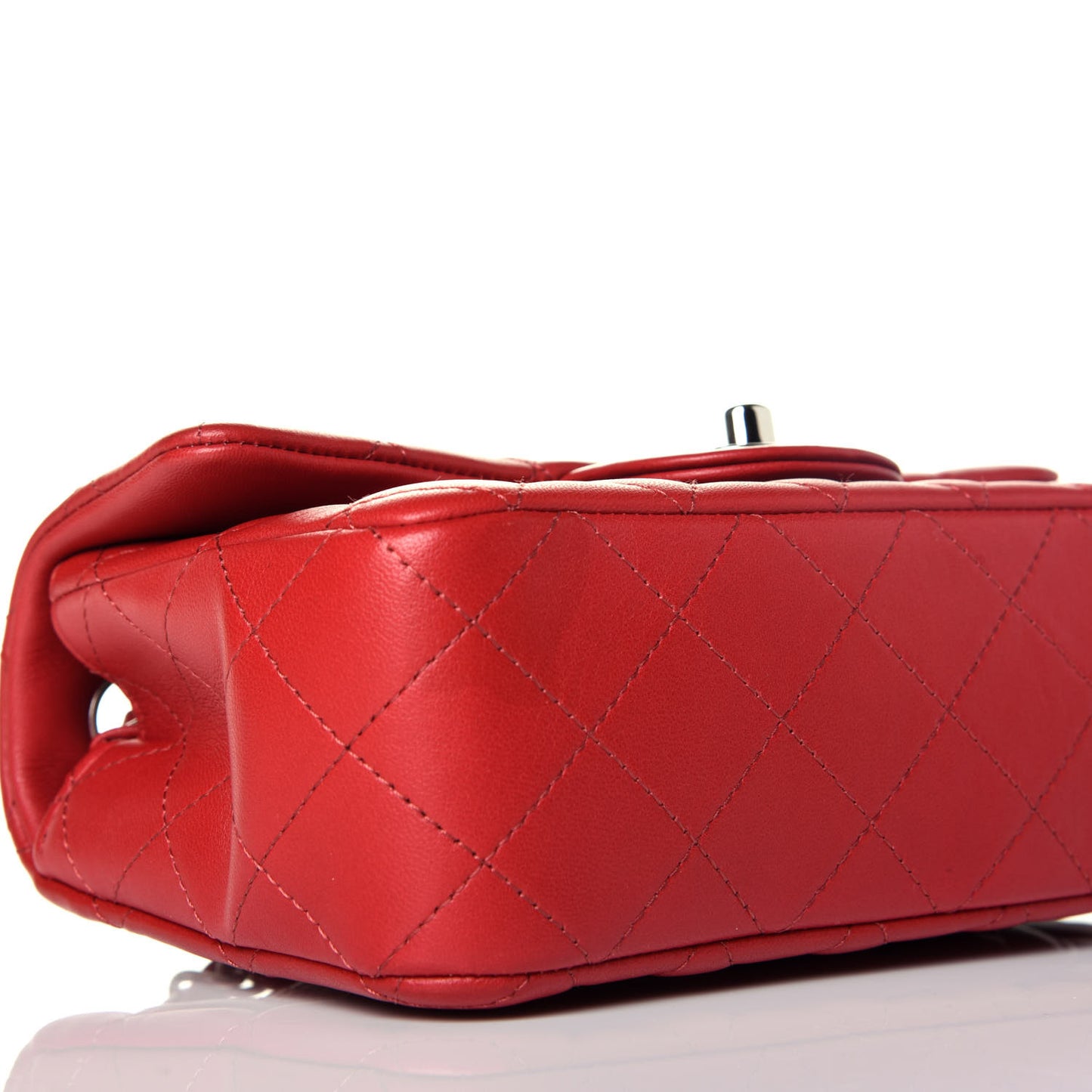 Lambskin Quilted Mini Rectangular Flap Red