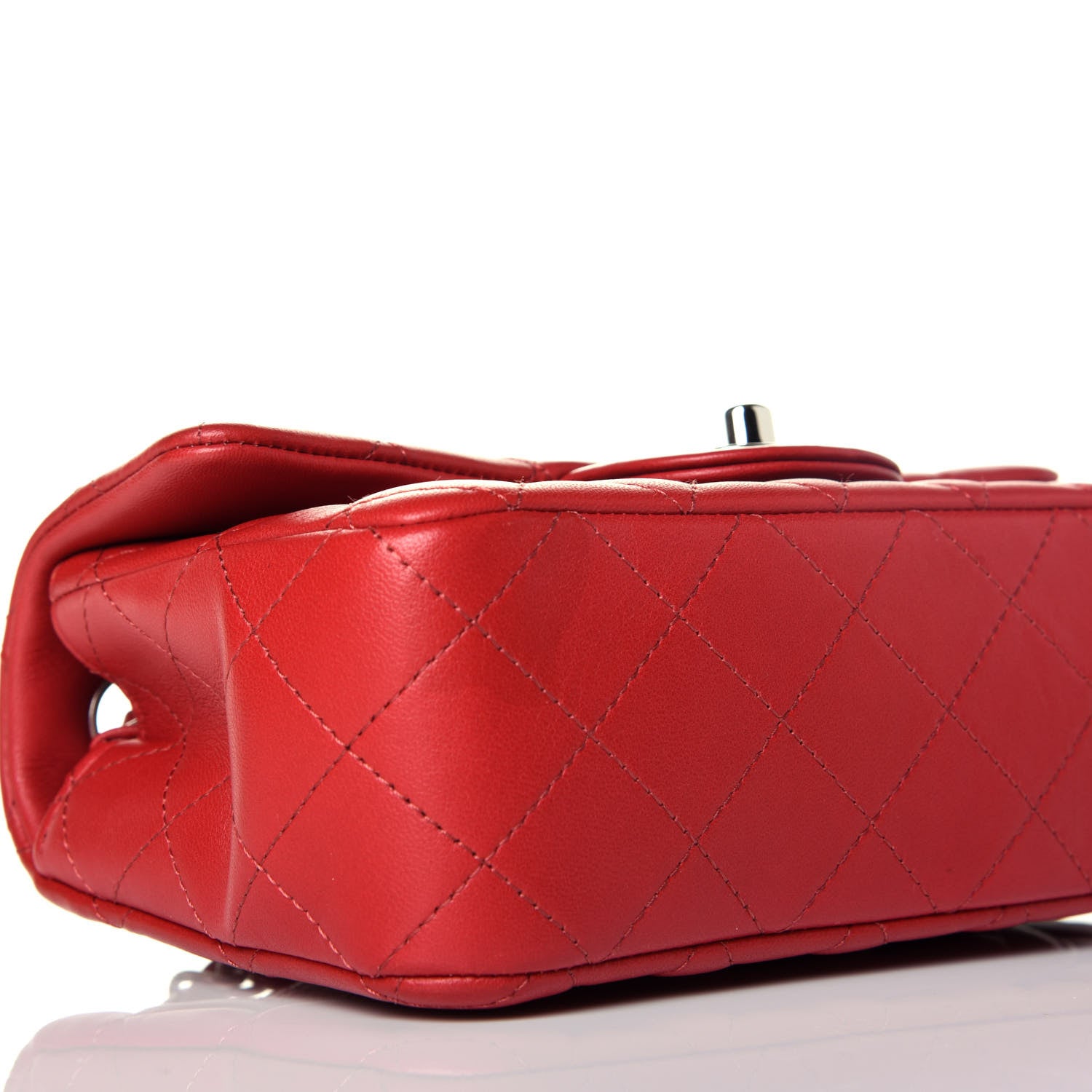 Chanel Lambskin Quilted Mini Rectangular Flap Red 8 of 9