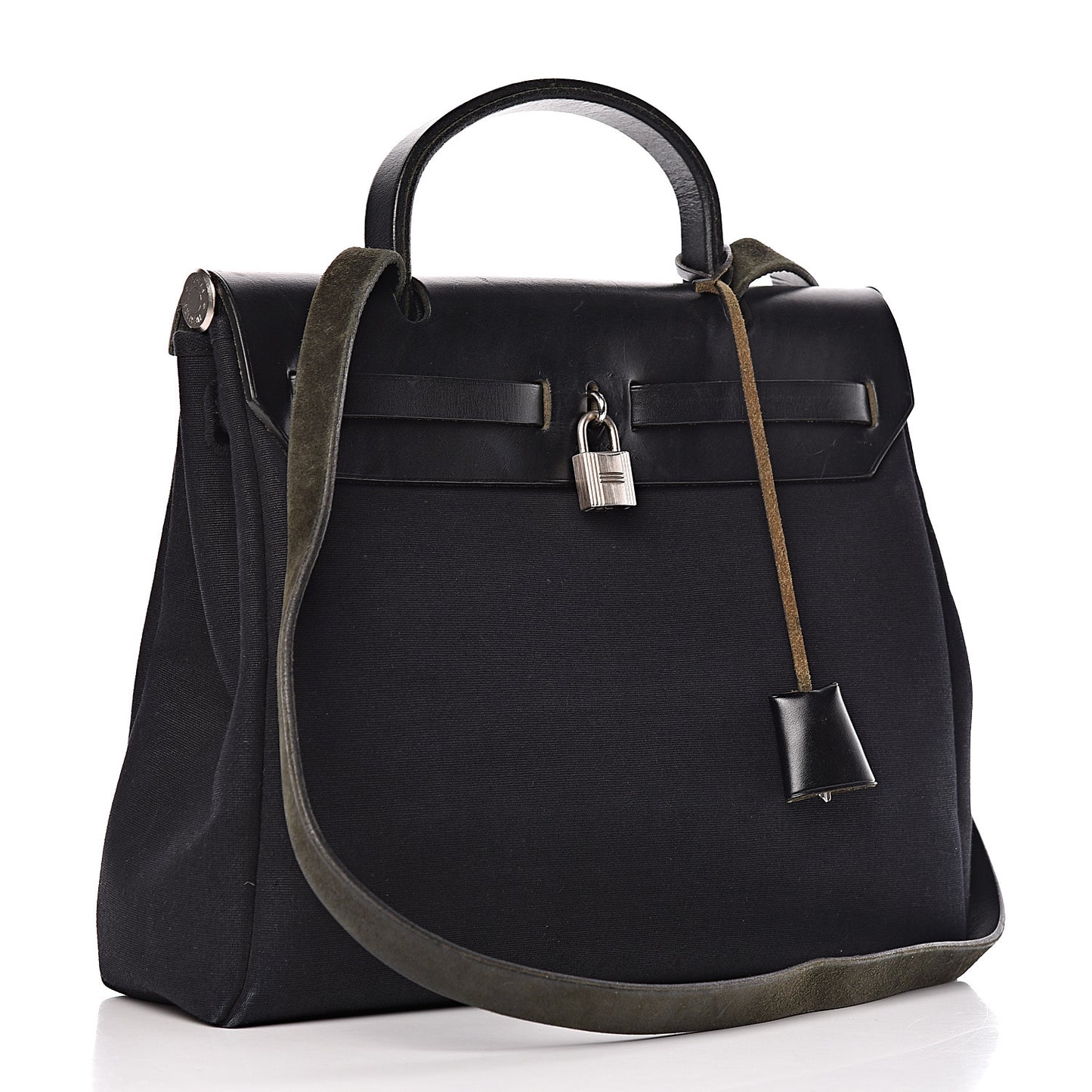 Toile Vache Calfskin Herbag 30 PM Black Natural