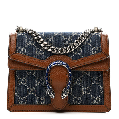 Gucci New Denim GG Monogram Dollar Calfskin Enamel Mini Dionysus Shoulder Bag Blue Tea Cuir Epilog Electric Blue 1 of 10