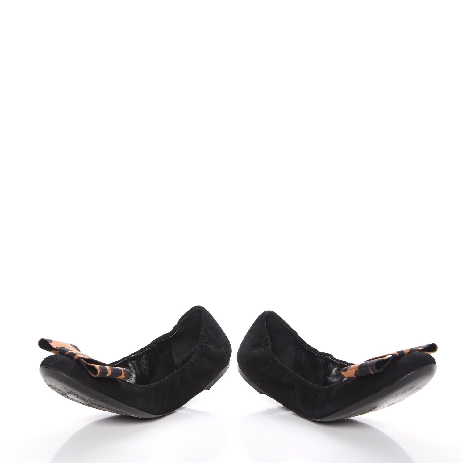 Louis Vuitton Suede Satin Leopard Mimi Bow Ballerina Flats 38.5 Black 6 of 13