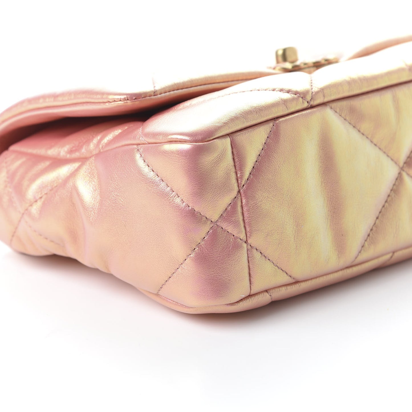 Iridescent Calfskin Quilted Medium 19 Flap Pink