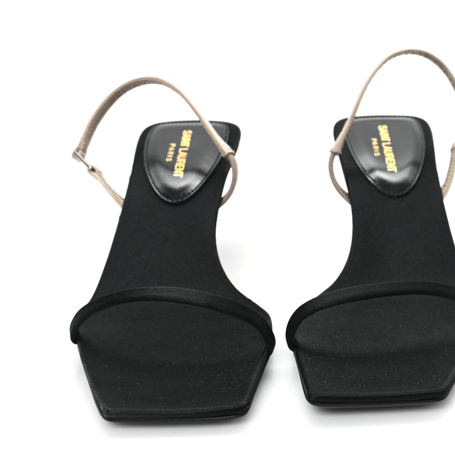 Saint Laurent Satin Slingback Jaspe 55 Sandals 38 Black Partridge Pink 3 of 9