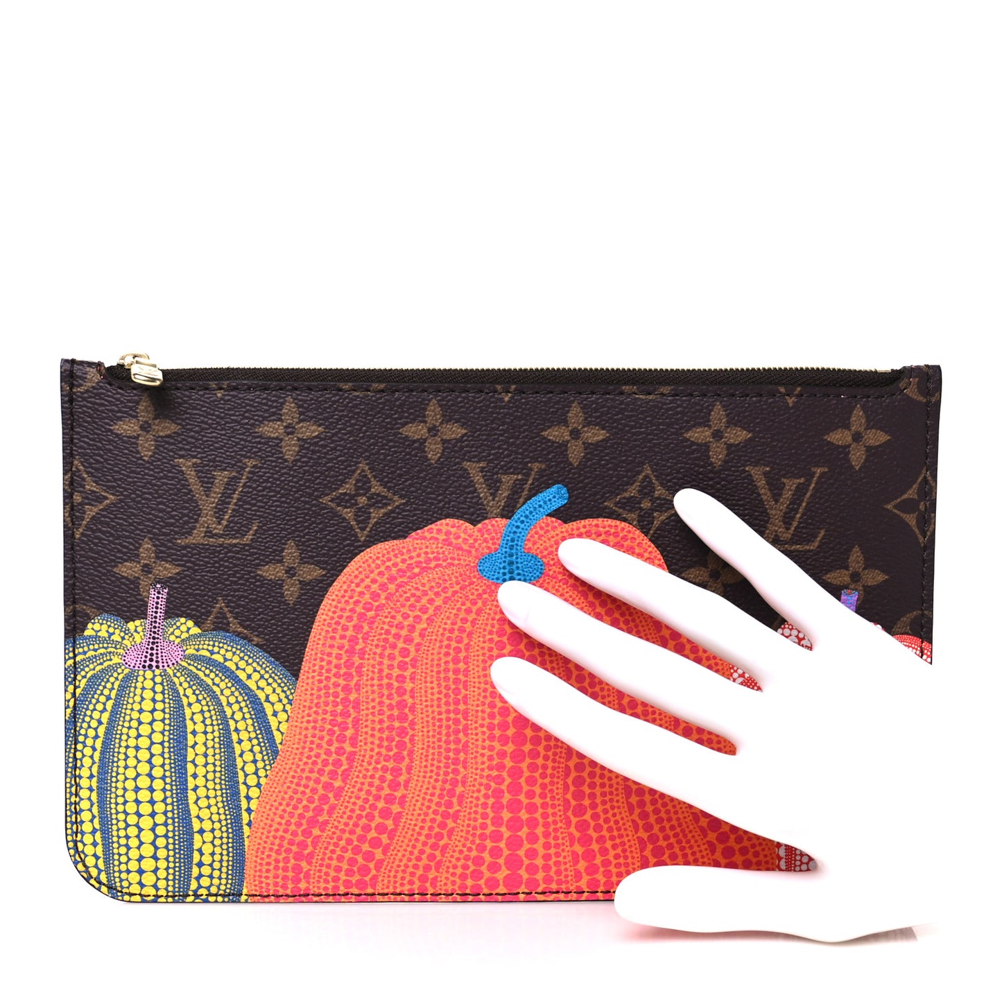 LV X YK Monogram Kusama Pumpkin Neverfull MM Pochette