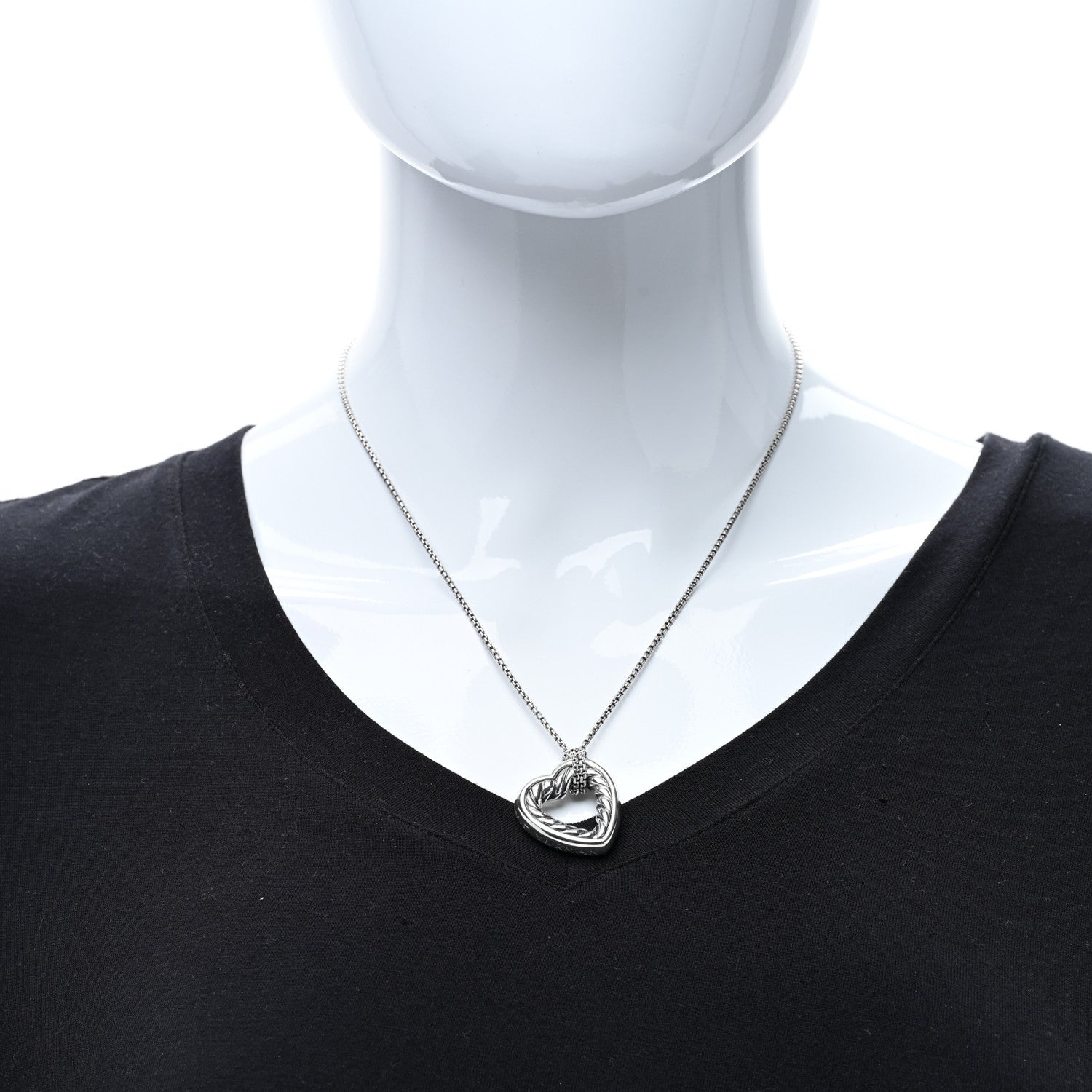 David Yurman Sterling Silver Open Heart Cable Necklace 3 of 5