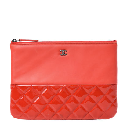 Chanel Lambskin Patent Quilted Cosmetic Case Red 1 of 8