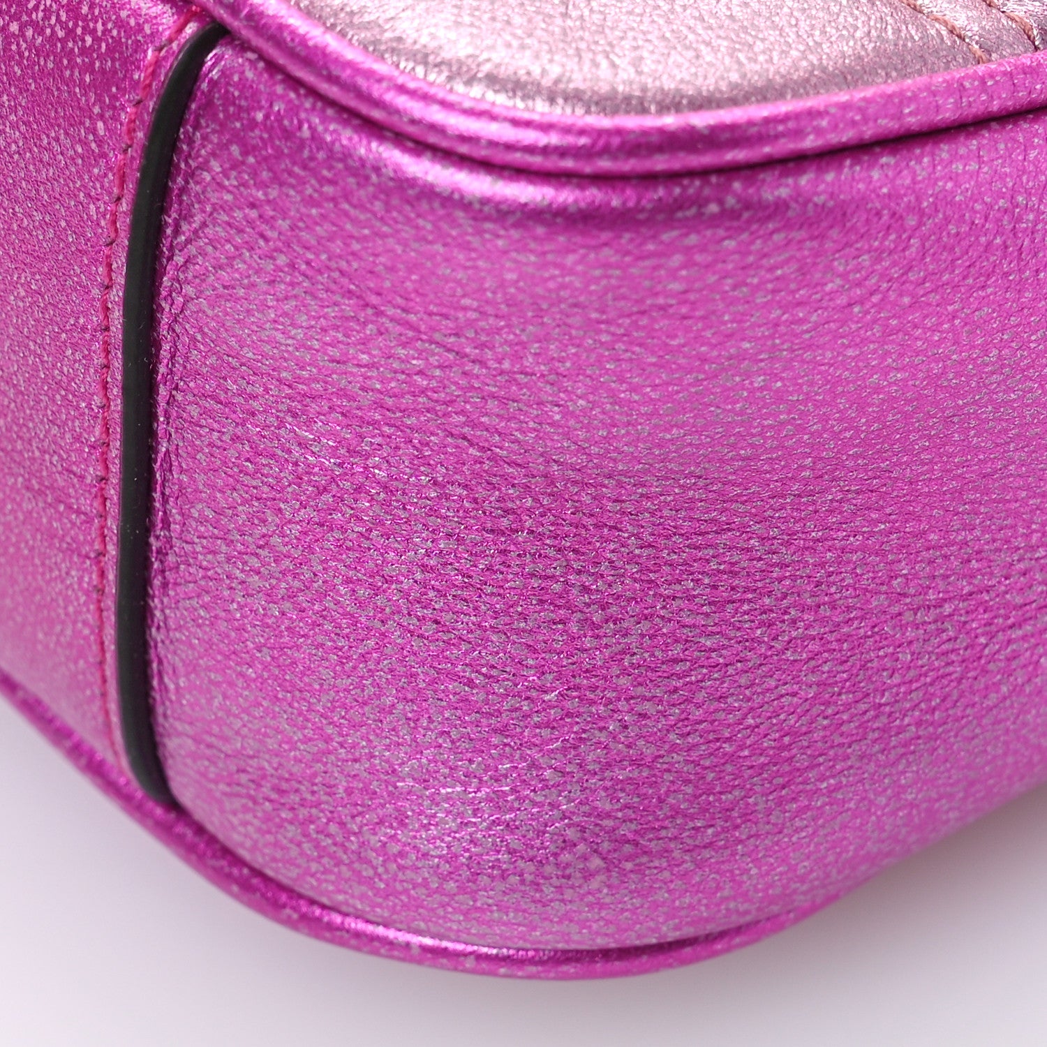 Gucci Metallic Calfskin Matelasse Mini GG Marmont Shoulder Bag Fuchsia 10 of 10