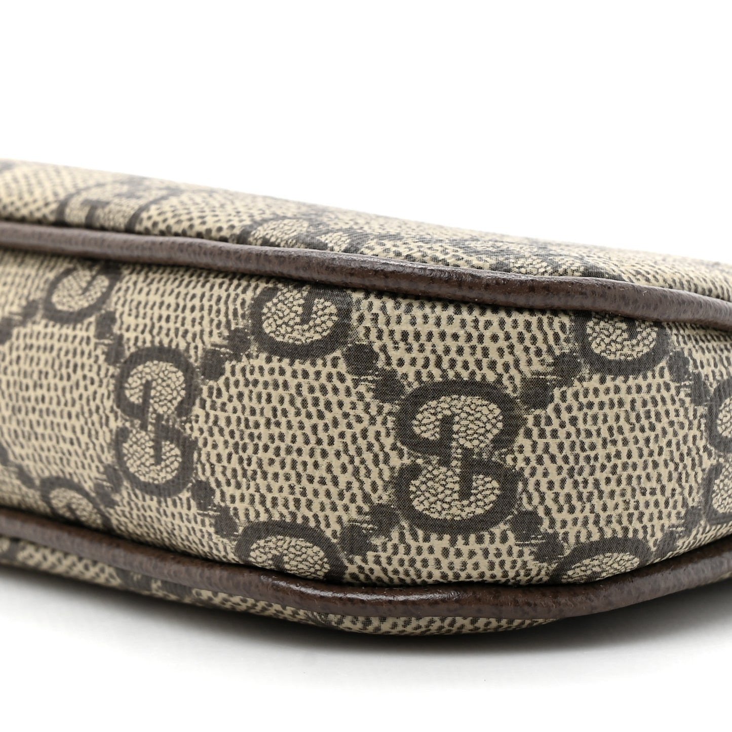 GG Supreme Monogram Textured Dollar Calfskin Mini Ophidia Chain Bag Beige Ebony