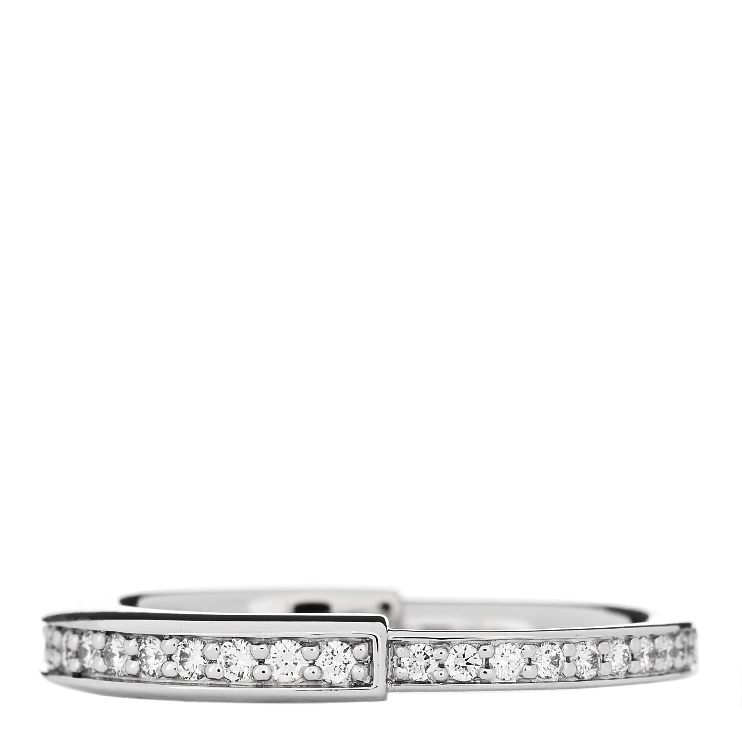 Tiffany 18K White Gold Diamond Lock Pave Ring 53 6.5 1 of 5