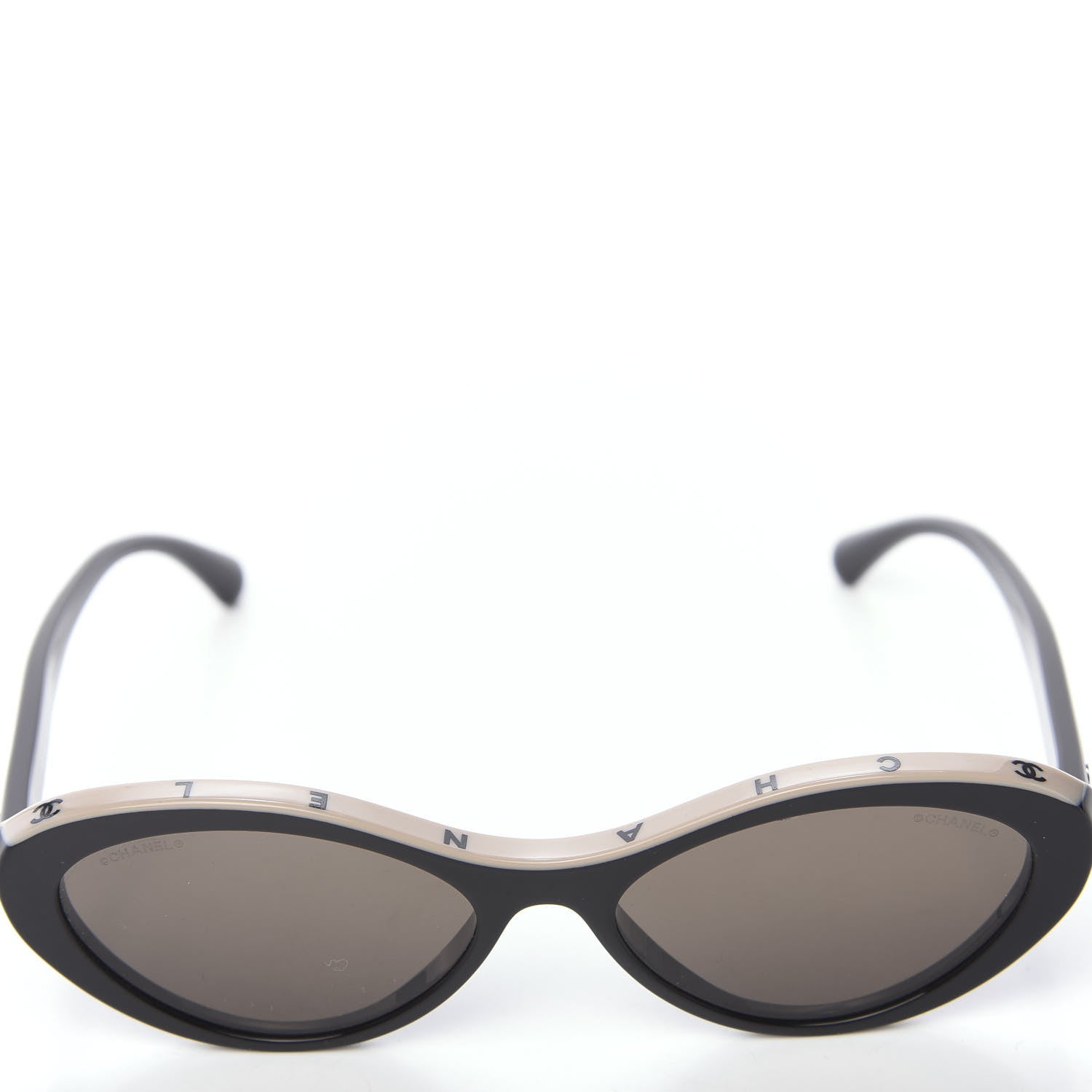 Chanel Acetate Oval Sunglasses 5416 Black Beige 7 of 8
