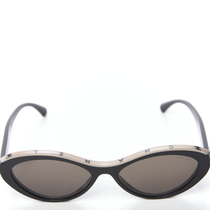 Chanel Acetate Oval Sunglasses 5416 Black Beige 7 of 8