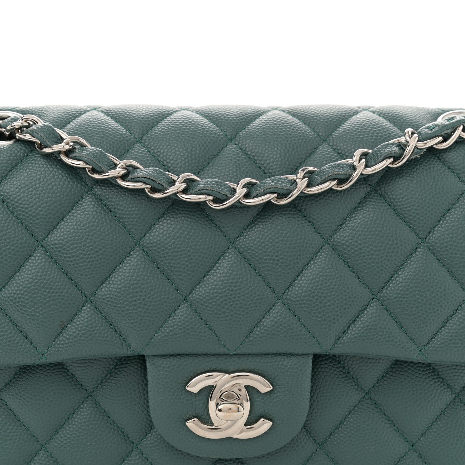 Chanel Caviar Quilted Small Double Flap Green 8 of 10