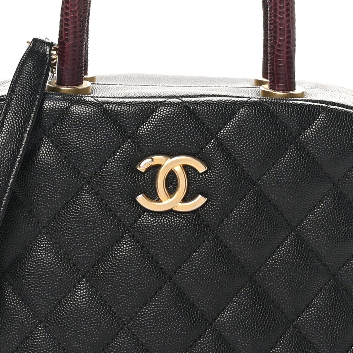 Chanel Caviar Lizard Quilted Coco Handle Bowler Black 8 of 10