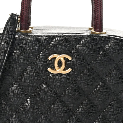 Chanel Caviar Lizard Quilted Coco Handle Bowler Black 8 of 10