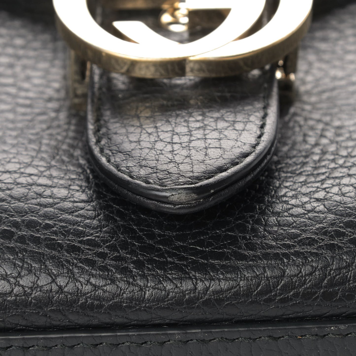 Dollar Calfskin Interlocking G Top Handle Shoulder Bag Black