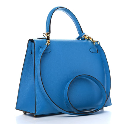 Hermes Chevre Mysore Kelly Sellier 25 Bleu Zanzibar 3 of 9