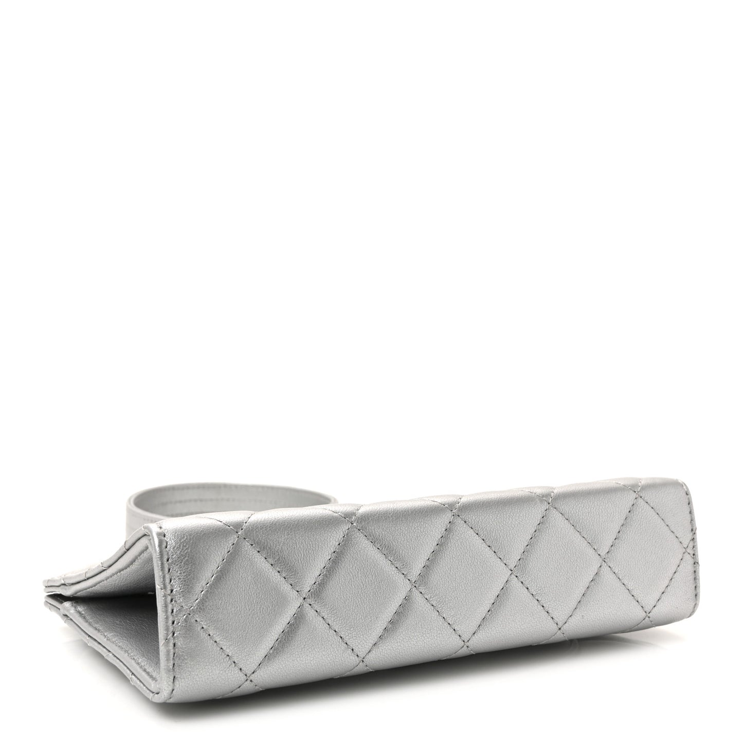 Metallic Lambskin Quilted Evening By The Sea Clutch Silver