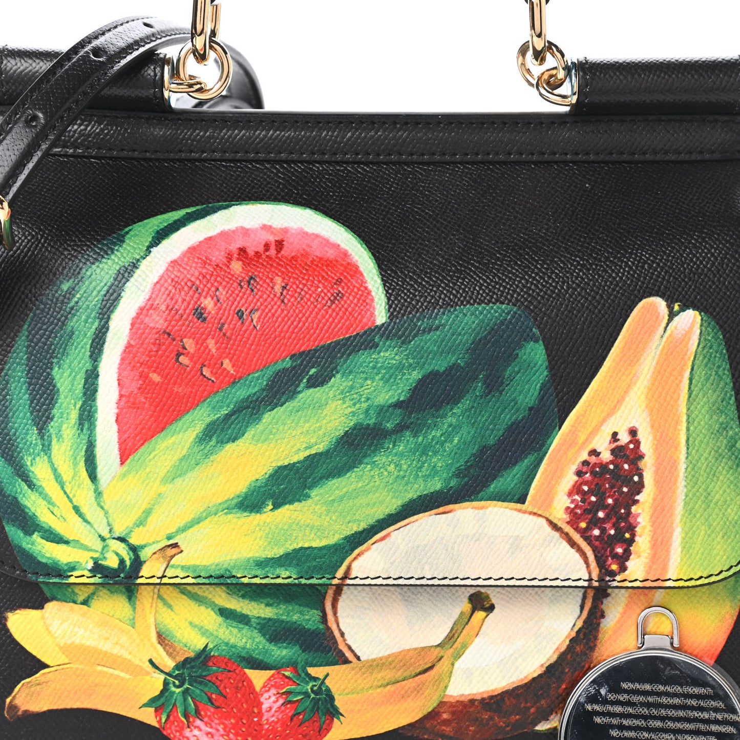 Dauphine Fruit Print Medium Miss Sicily Satchel Black Mulitcolor