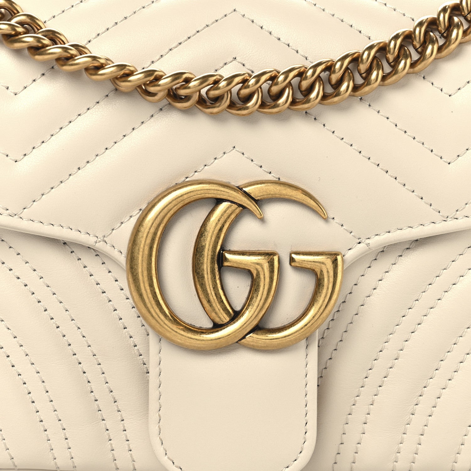 Gucci Calfskin Matelasse Small GG Marmont Shoulder Bag White 8 of 12