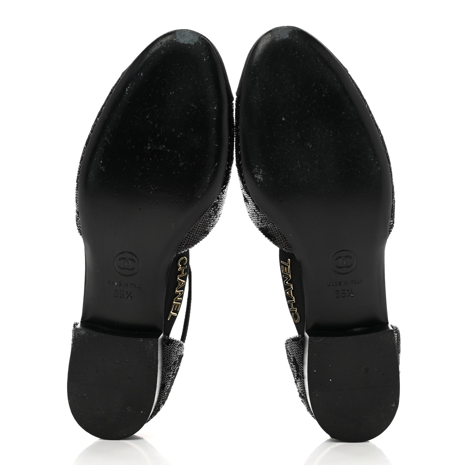 Chanel Sequin Grosgrain CC Cap Toe Ankle Flat 35.5 Black 5 of 11