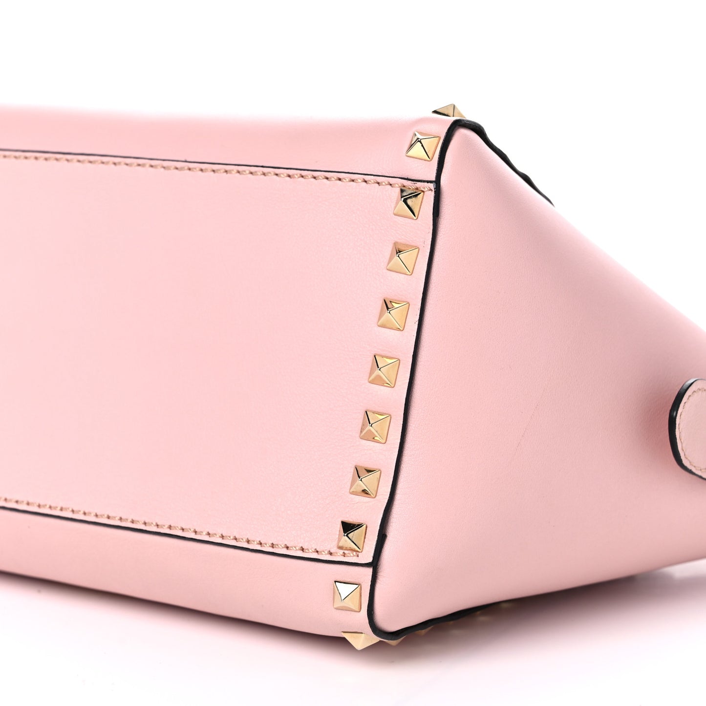Vitello Small Rockstud Double Handle Tote Rose