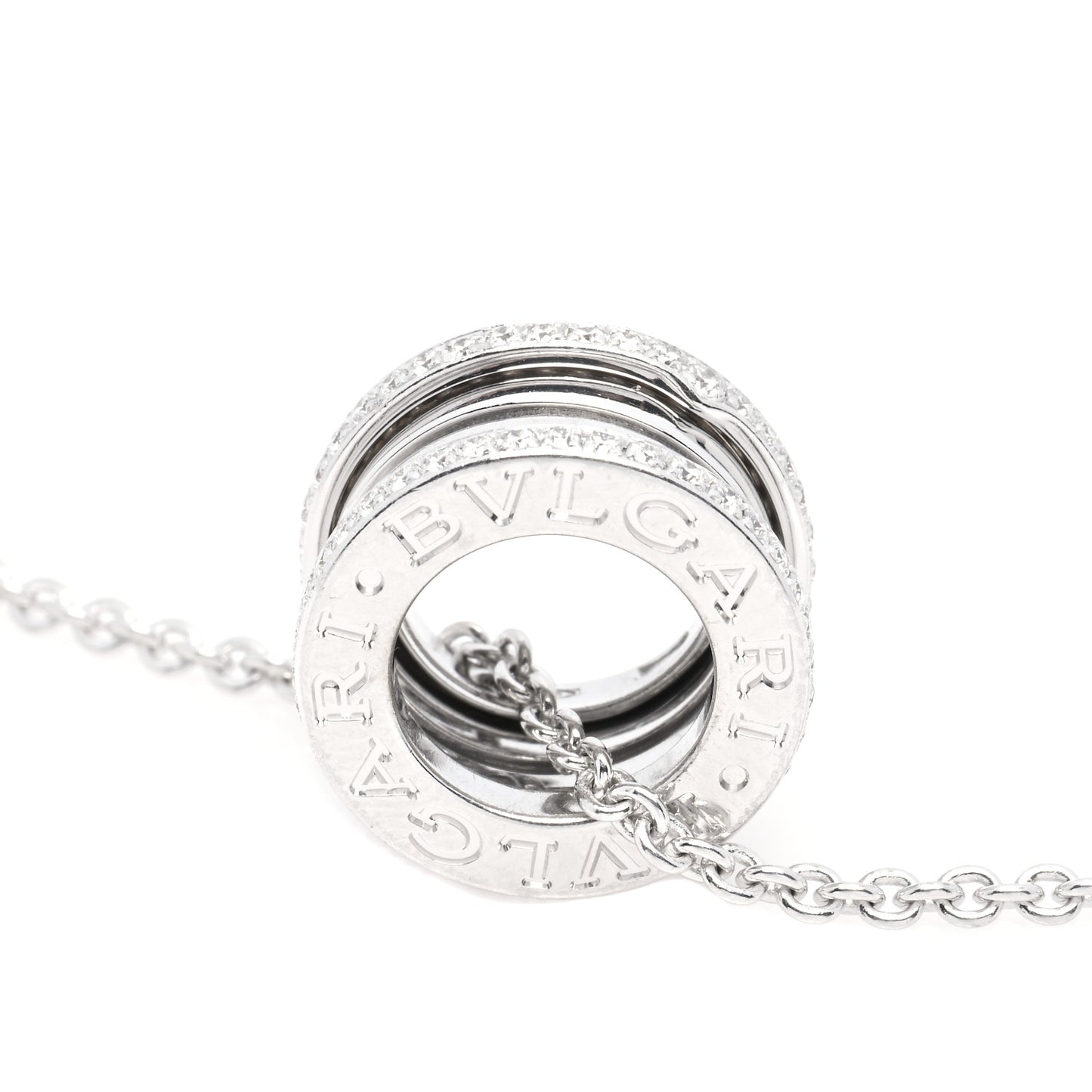 18K White Gold Diamond B.Zero1 Pendant Necklace