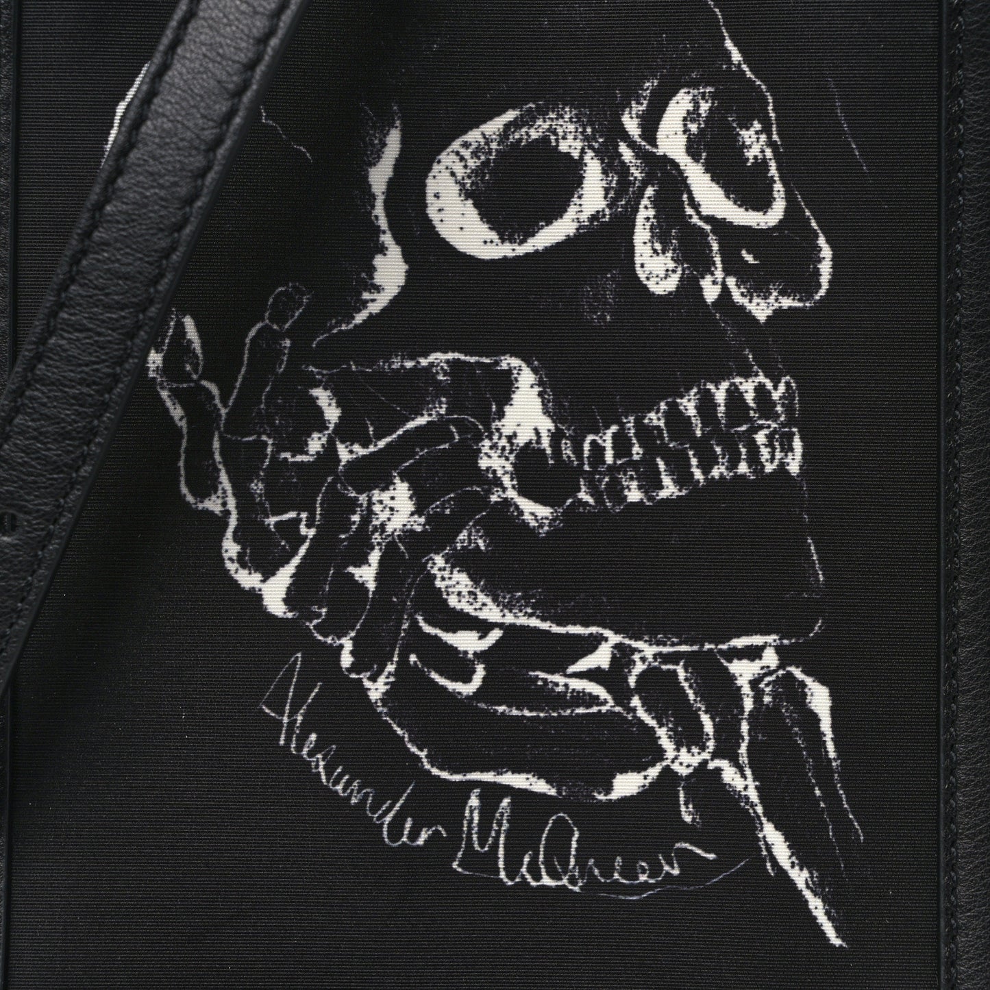 Calfskin Nylon Mini Skull Crossbody Bag Black