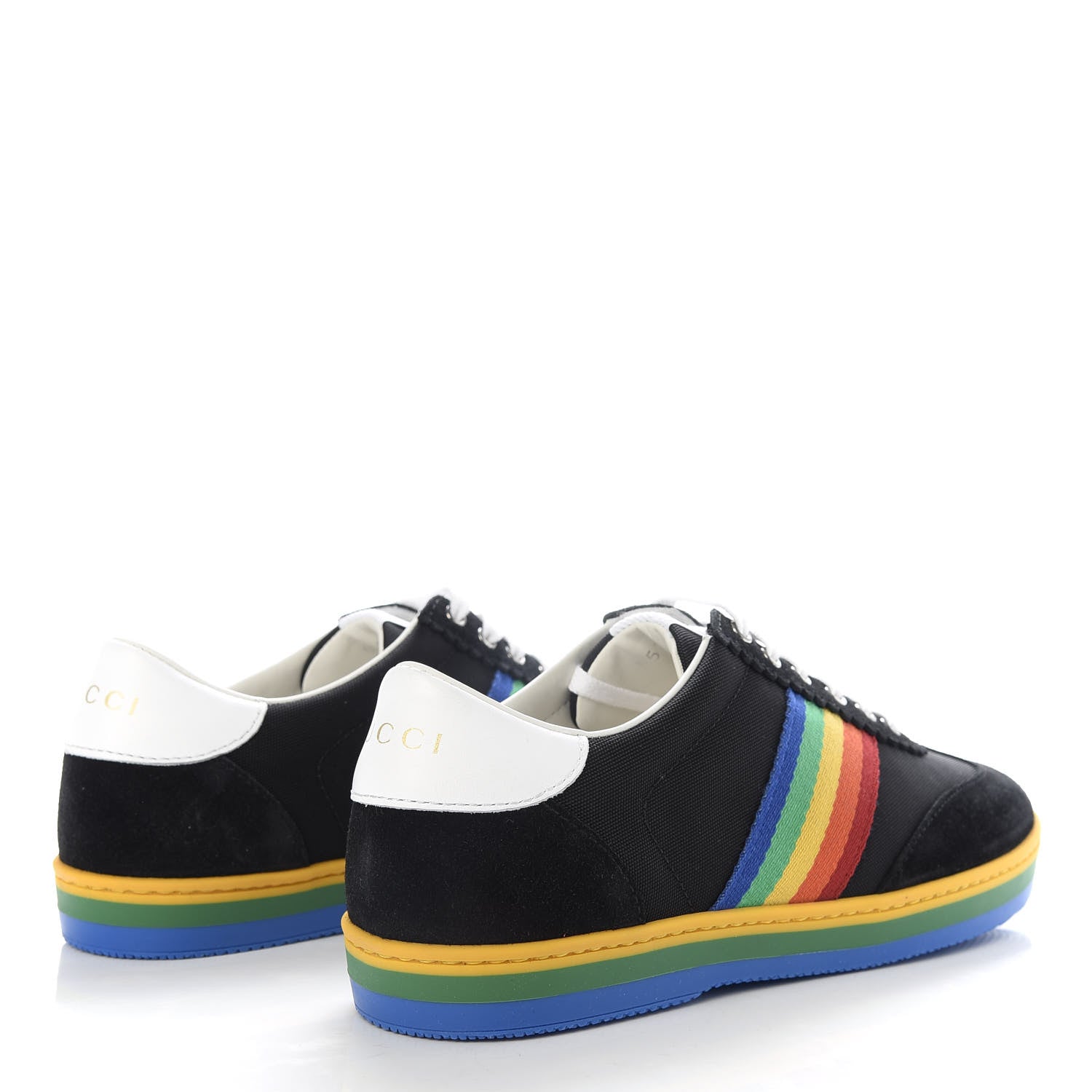 Gucci Suede Rainbow Womens G74 Sneakers 35 Black 5 of 10