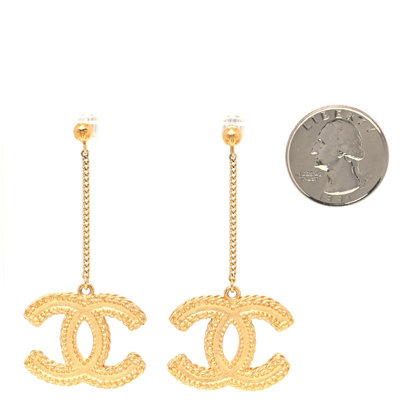 CC Drop Earrings Matte Gold