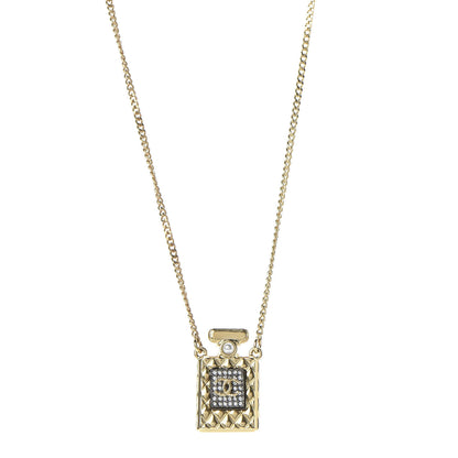 Chanel Crystal Pearl Perfume Bottle CC Necklace Gold 1 of 7
