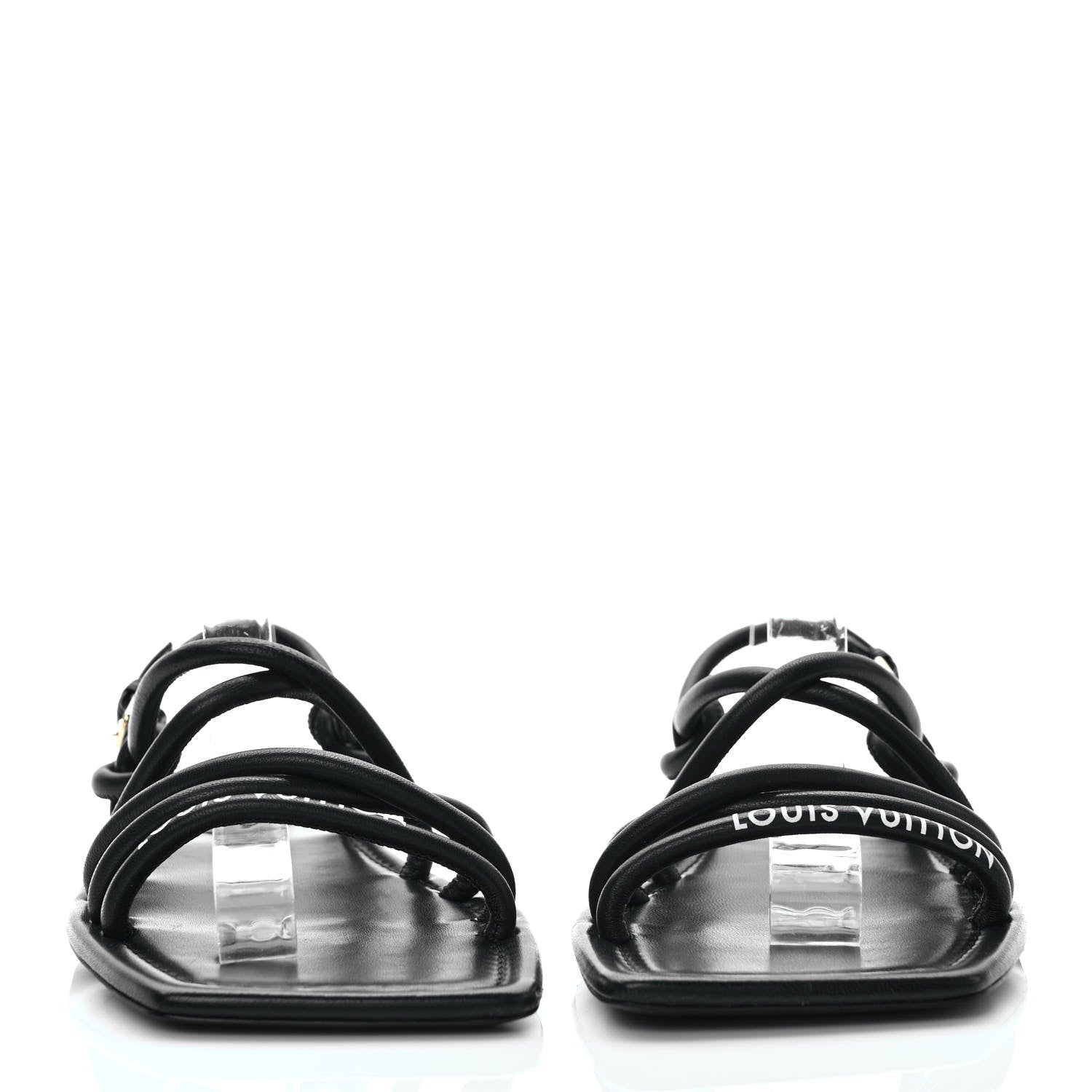 Louis Vuitton Lambskin Nova Flat Sandals 37 Black 2 of 8