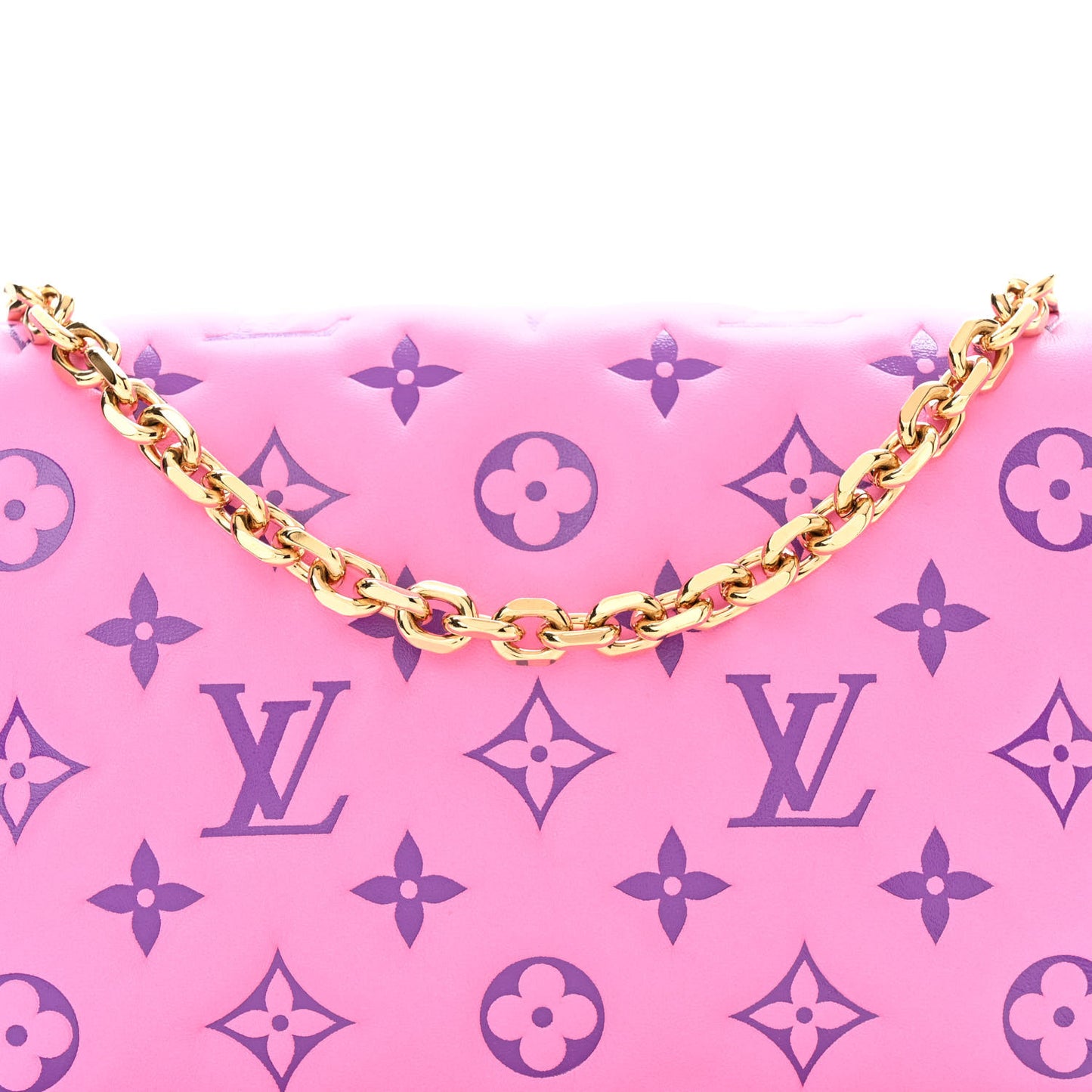 Lambskin Embossed Monogram Vuittamins Pochette Coussin Rose Violet