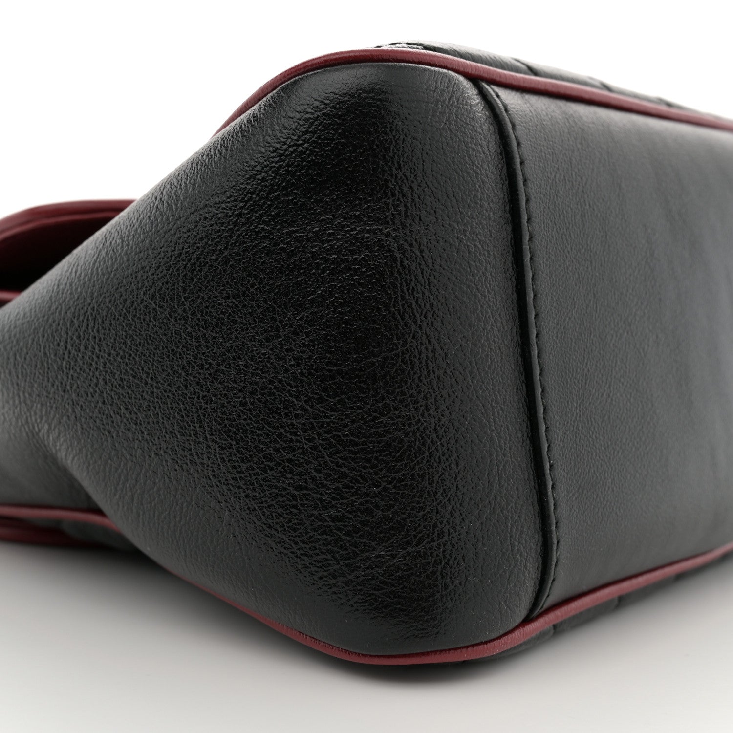 Gucci Vintage Effect Calfskin Matelasse Diagonal Small Torchon GG Marmont Top Handle Shoulder Bag Black Romantic Cherry 9 of 14