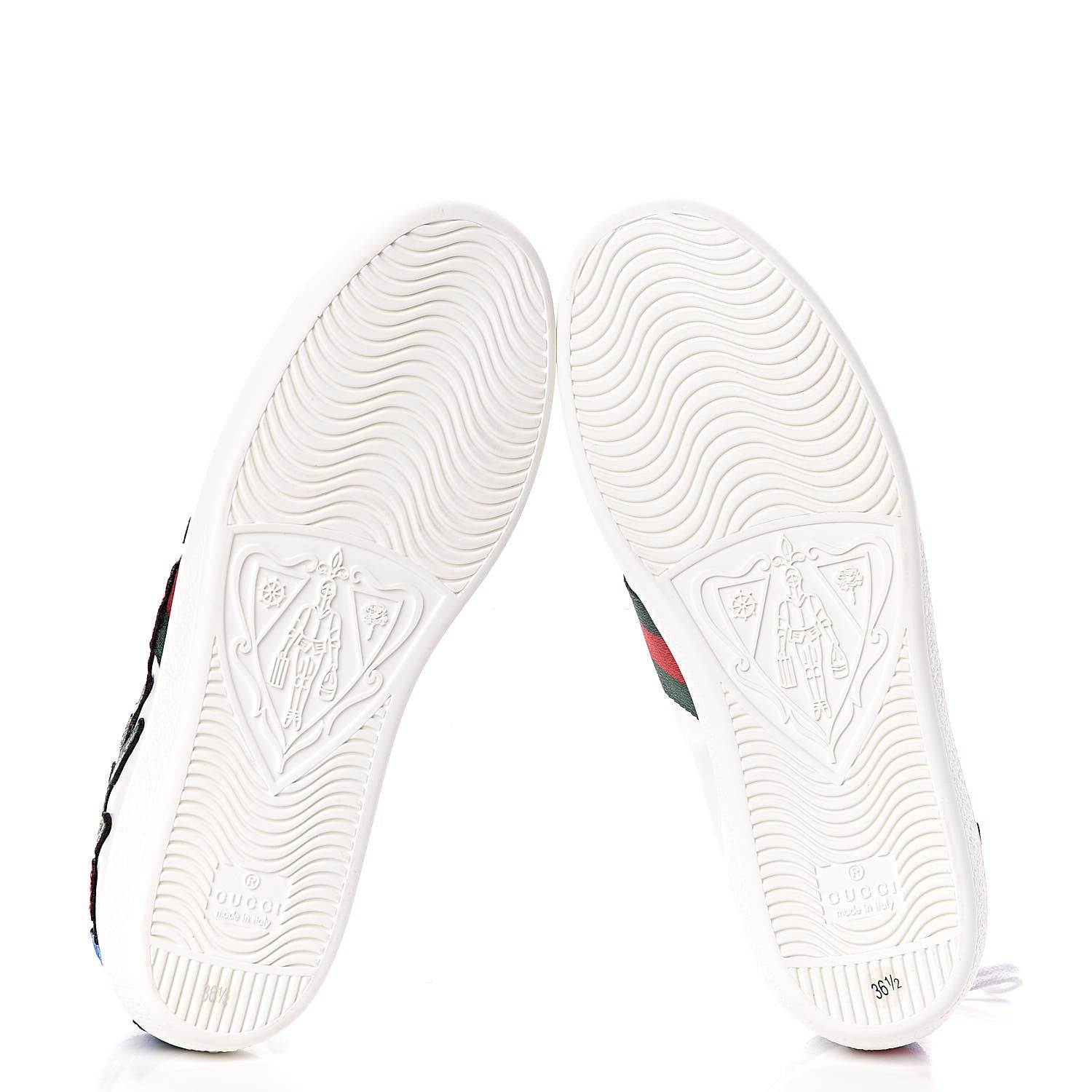 Gucci Calfskin Web Floral Embroidered Womens Ace Sneakers 36.5 White 5 of 9