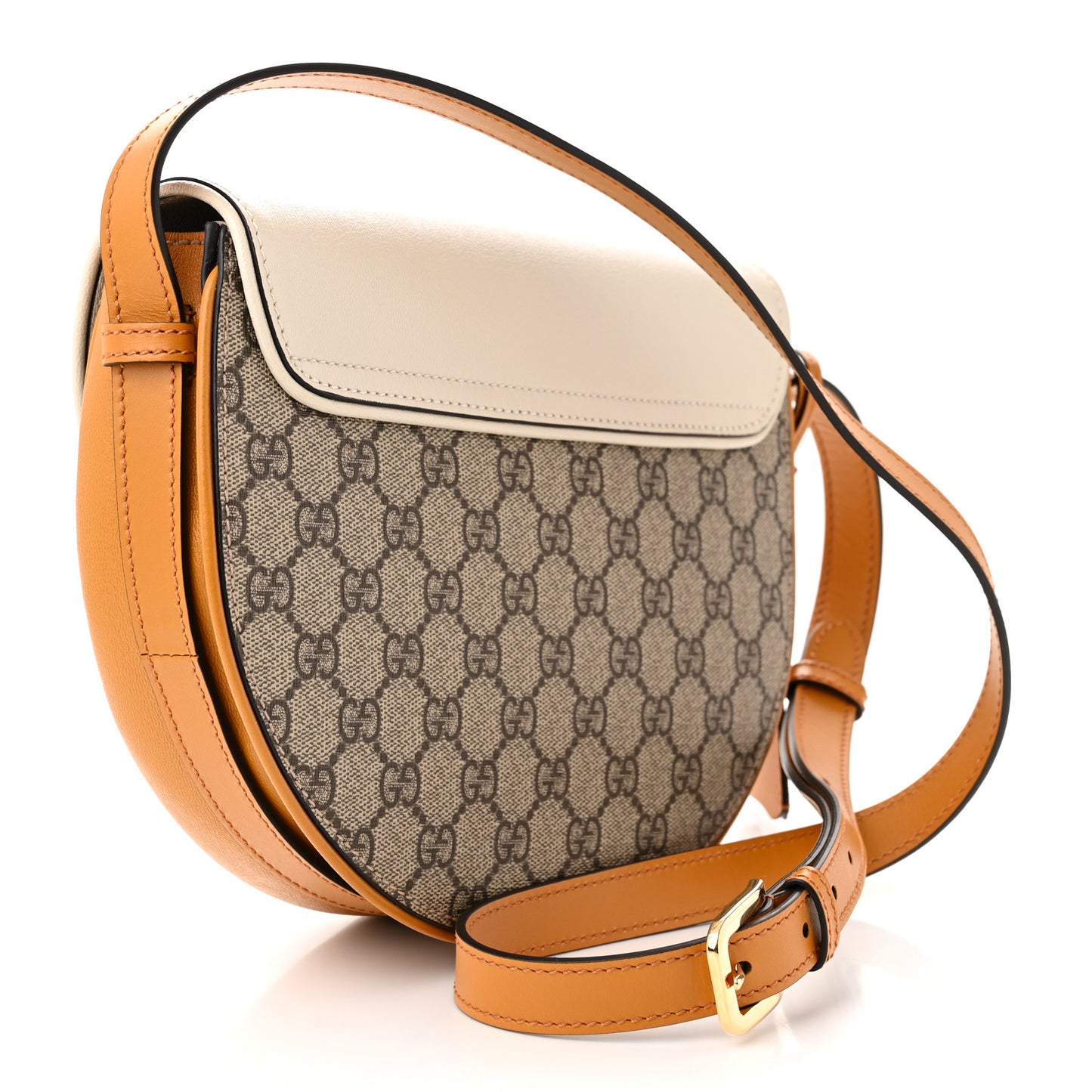 GG Supreme Monogram Calfskin Small Padlock Messenger Shoulder Bag Beige Mystic White Sun Oil