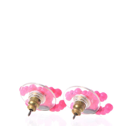 Chanel Resin Ruthenium CC Earrings Pink 5 of 7
