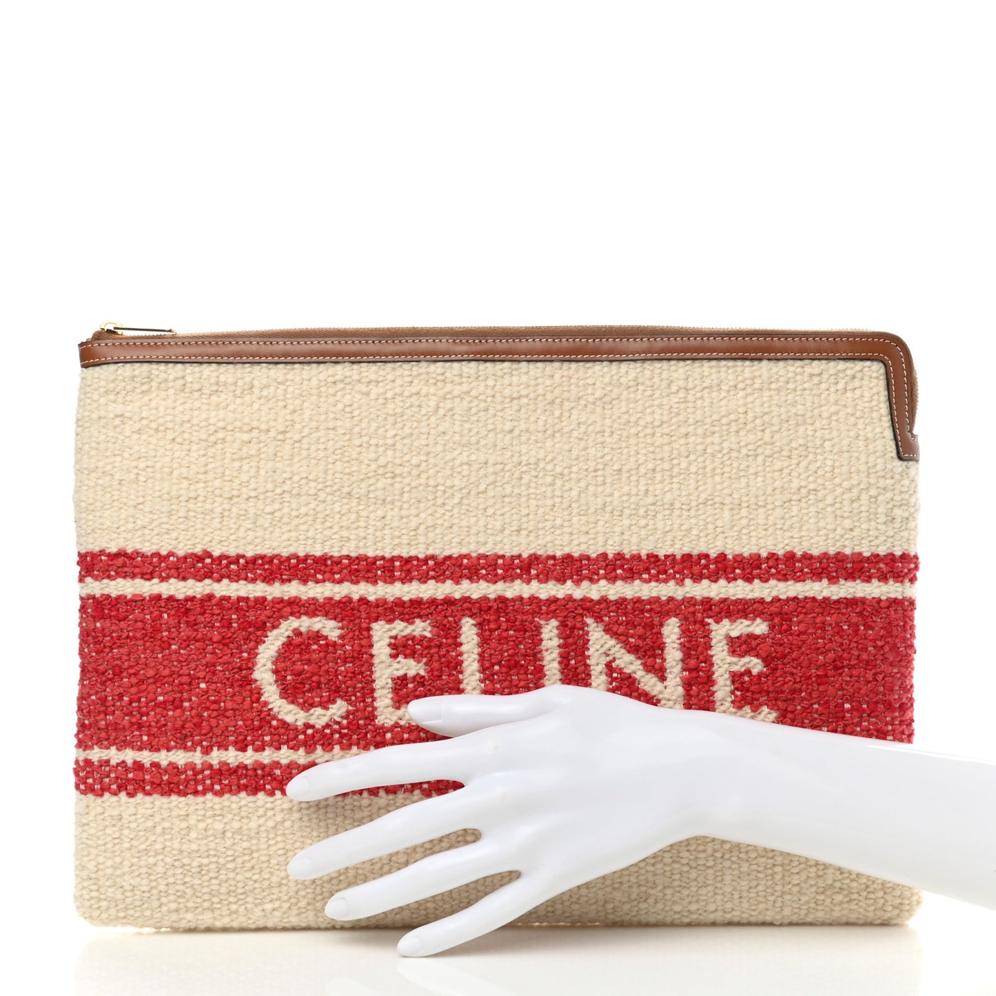 Calfskin Large Plein Soleil Pouch White Red