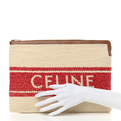 Celine Calfskin Large Plein Soleil Pouch White Red 2 of 7