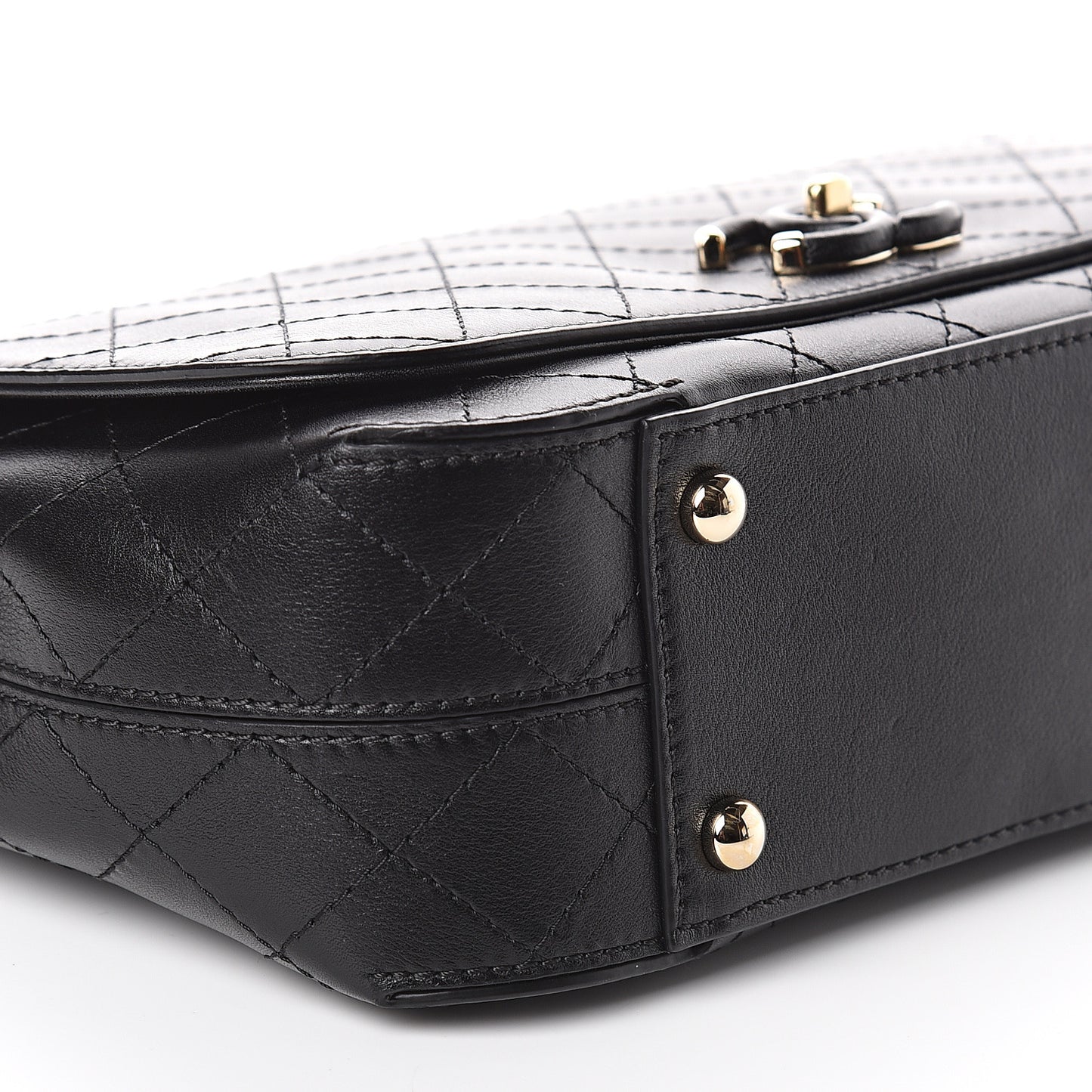 Calfskin Stitched CC Case Flap Bag Black