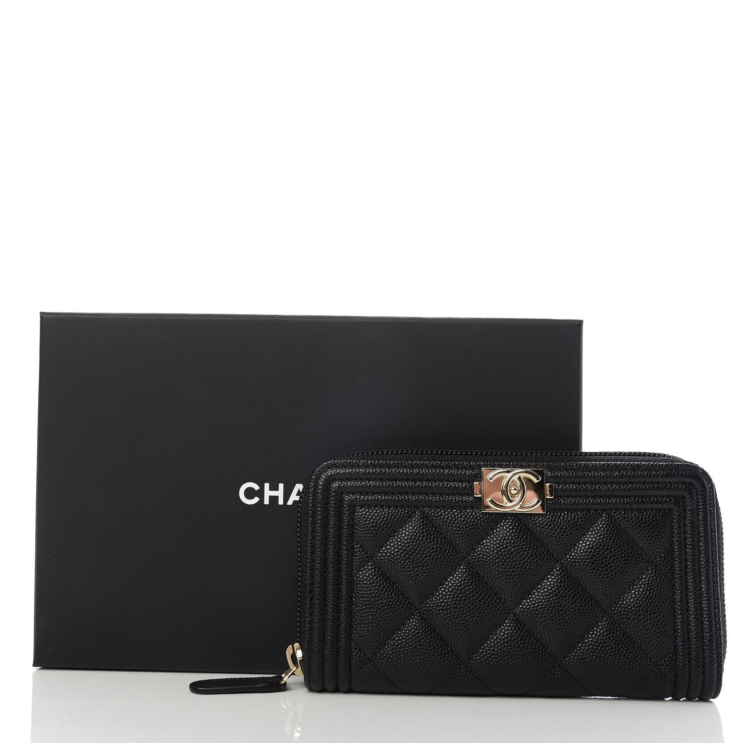 Chanel Caviar Quilted Small Boy Zip Around Wallet Black 9 of 9