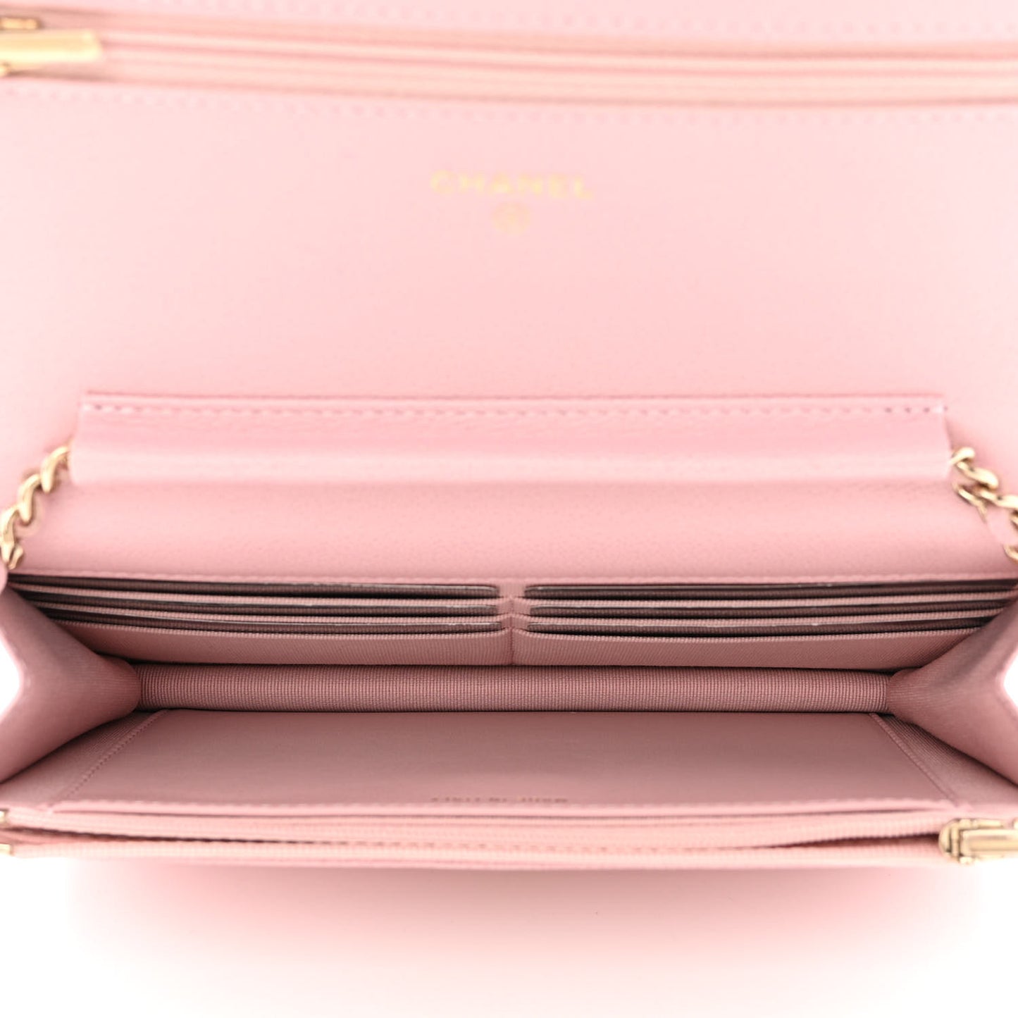 Caviar Quilted Studded CC Wallet on Chain WOC Light Pink