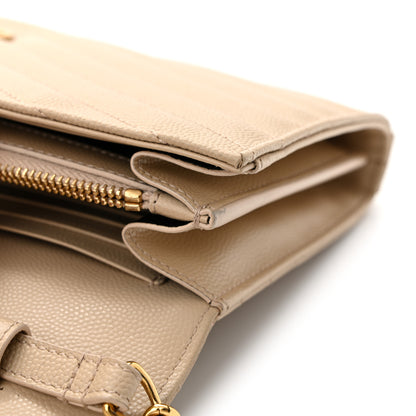Saint Laurent Grain De Poudre Matelasse Chevron Monogram Chain Wallet Dark Beige 12 of 13