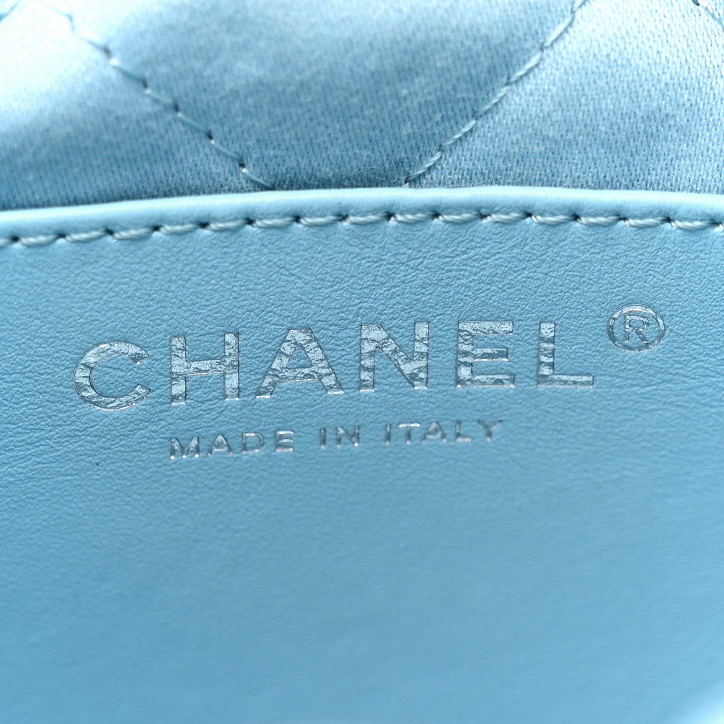 Shiny Calfskin Quilted Mini Chanel 22 Light Blue