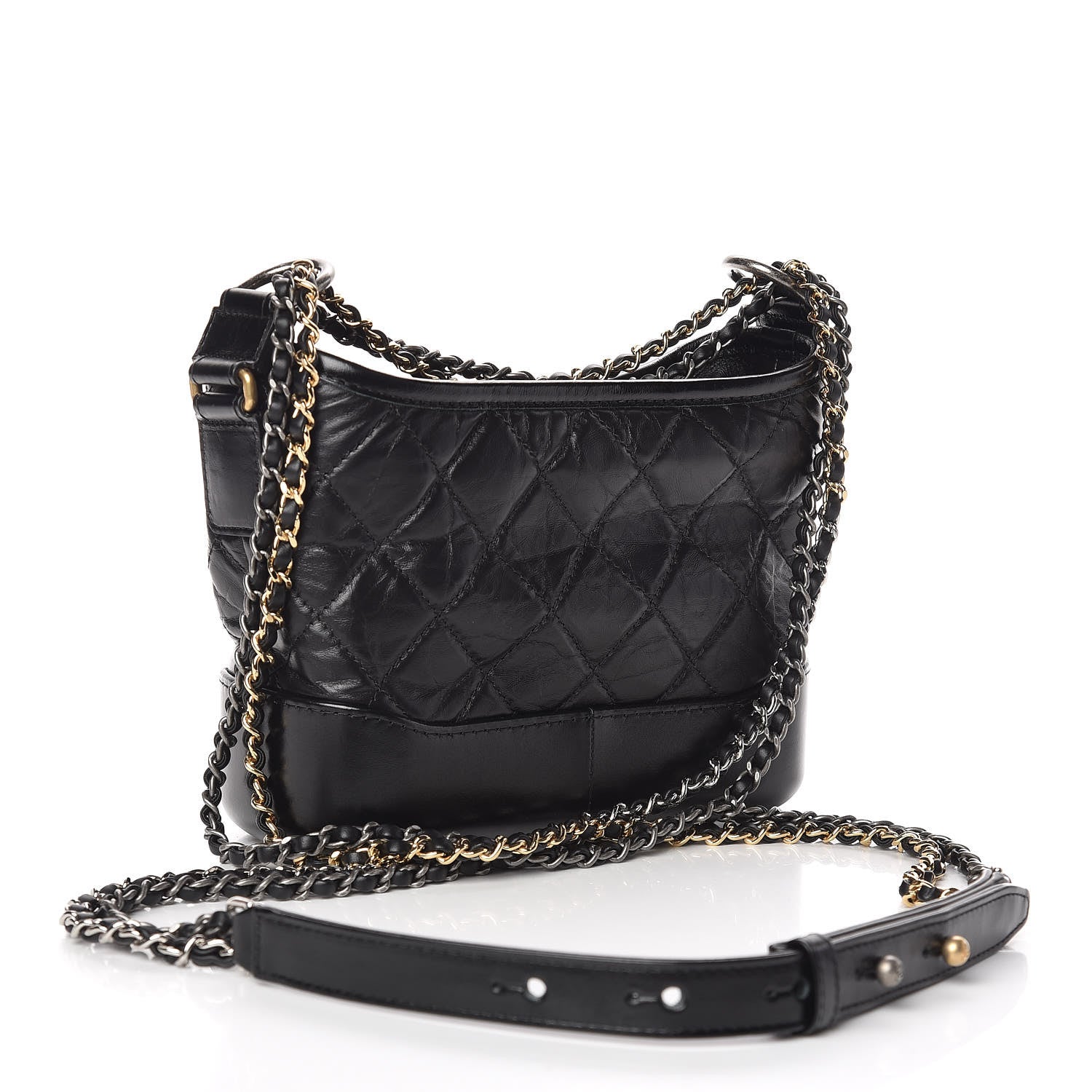 Chanel Aged Calfskin Quilted Small Gabrielle Hobo Black 3 of 10