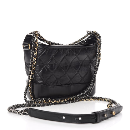 Chanel Aged Calfskin Quilted Small Gabrielle Hobo Black 3 of 10