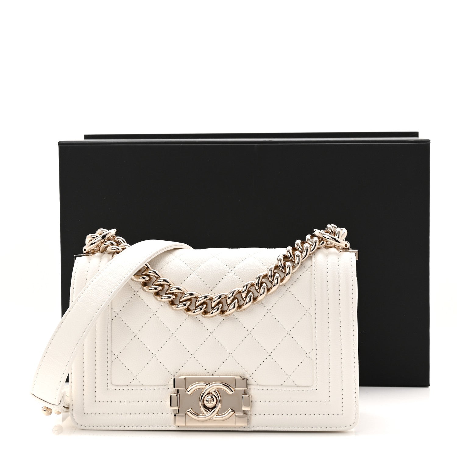 Chanel Caviar Quilted Small Boy Flap White 11 of 11