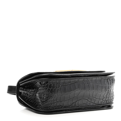 Balenciaga Extra Supple Calfskin Crocodile Embossed Small Gossip Bag Black 4 of 9